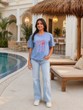 Pasta Party Oversized Blue T-shirt