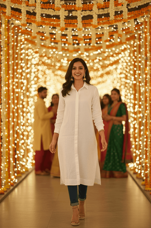 Long Shirt Kurta - Vanilla
