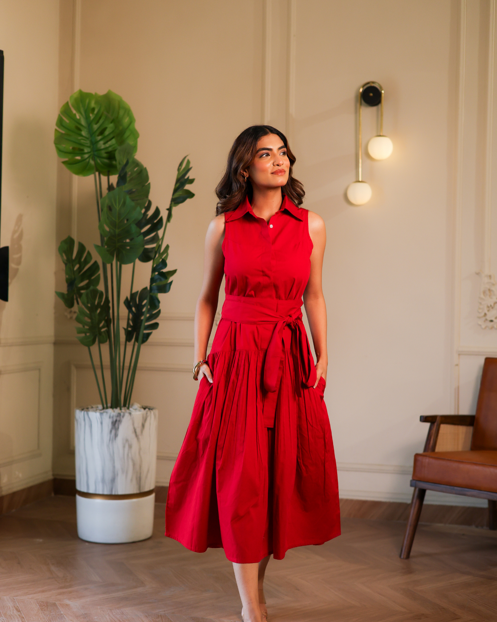 Noa Midi Dress - Red