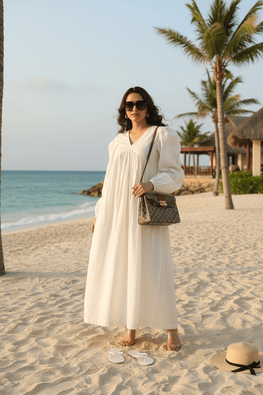 Gathered Maxi Dress - Vanilla
