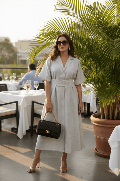 Belted Shirt Maxi Dress