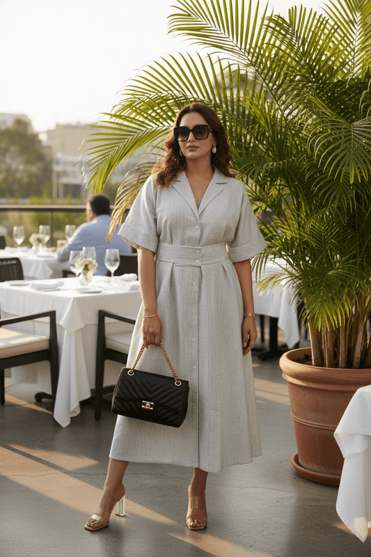 Belted Shirt Maxi Dress