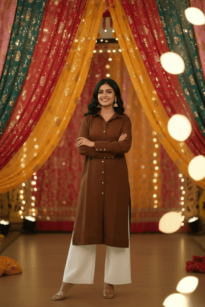 Long Shirt Kurta - Earth Brown