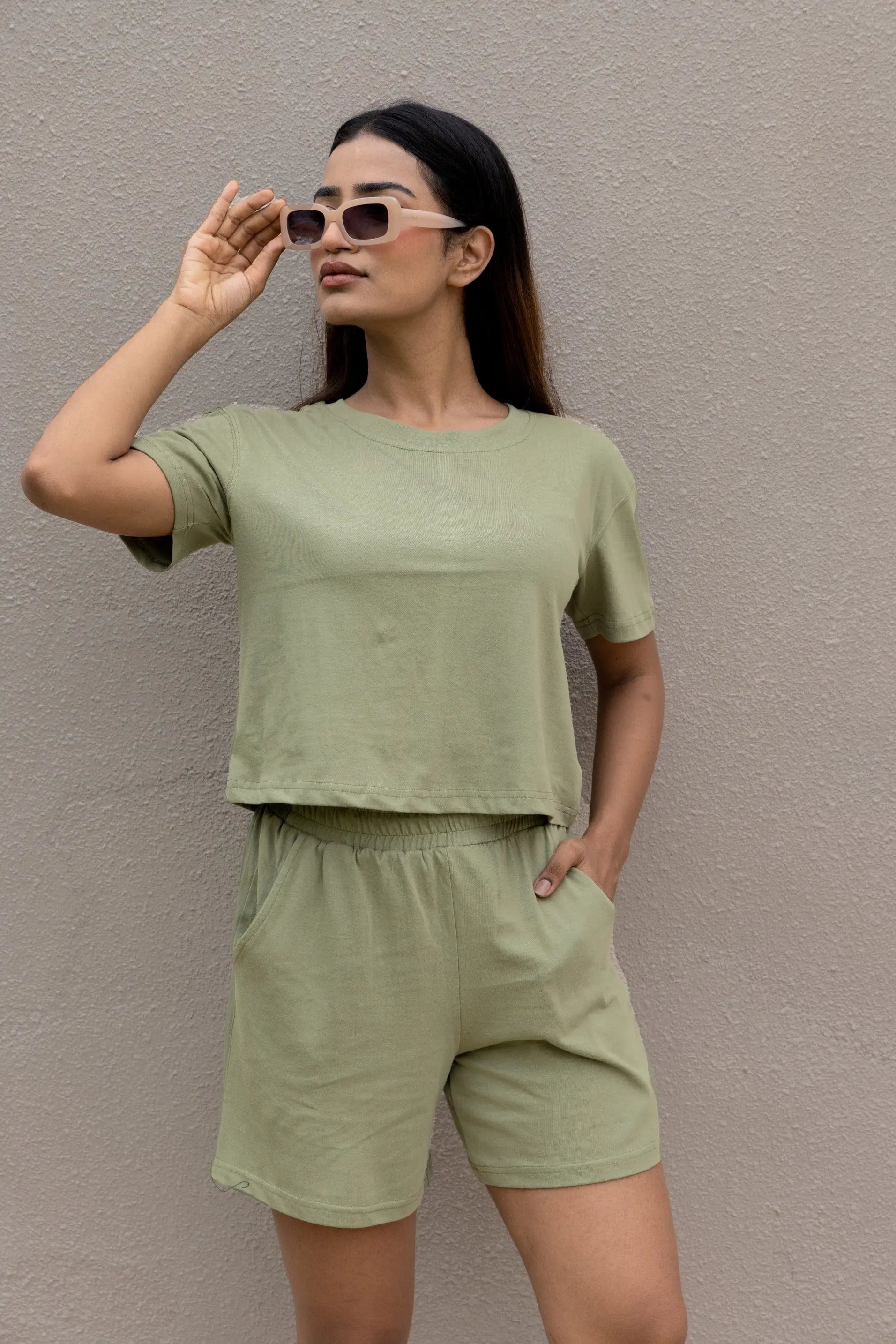 Sage Green T-shirt & Shorts Set