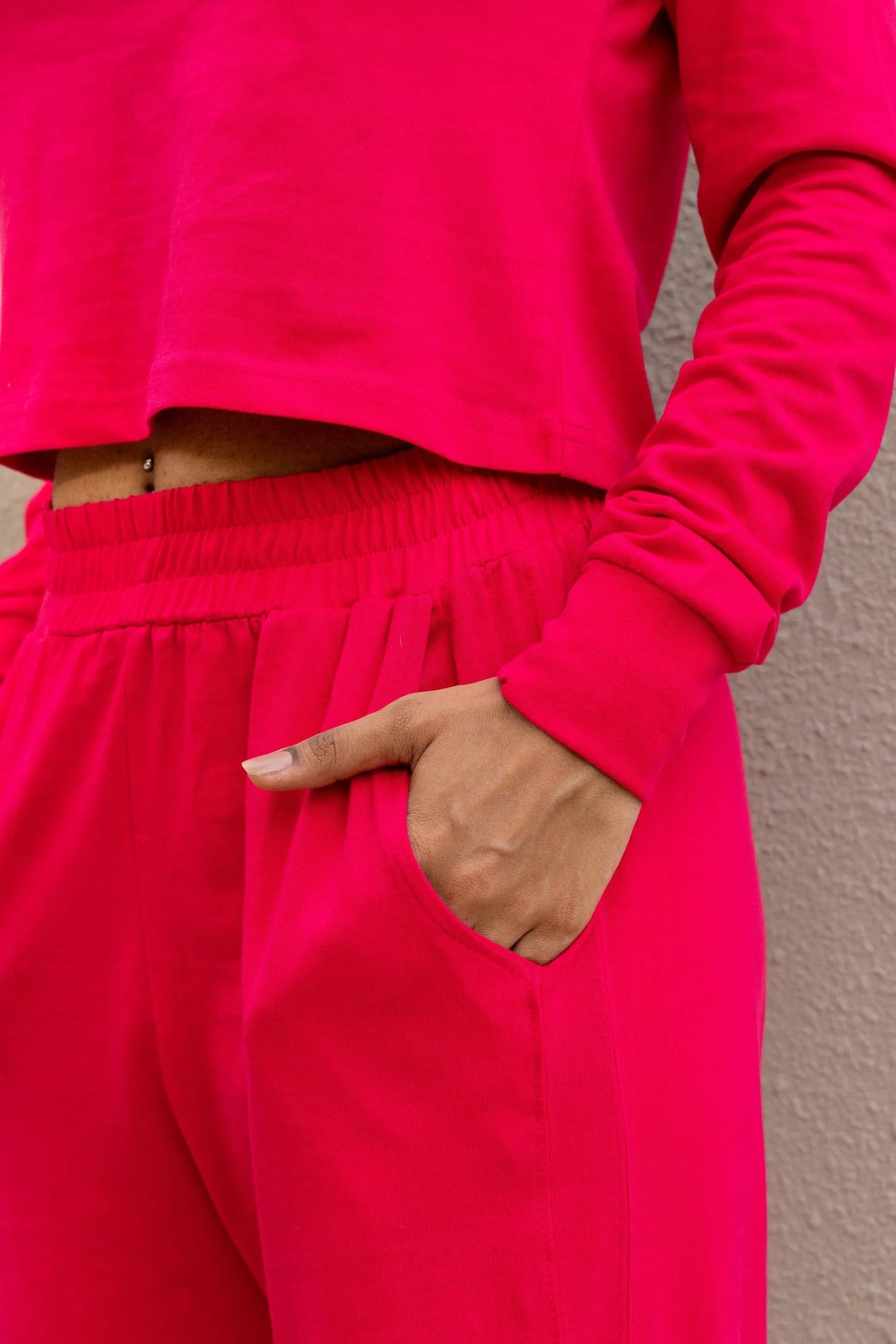 Hot Pink Full Sleeves T-shirt & Pants set
