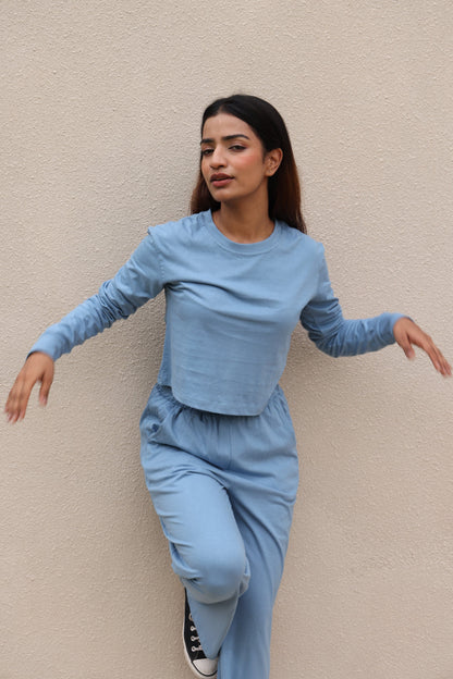 Sky Blue Full Top & Pants Set