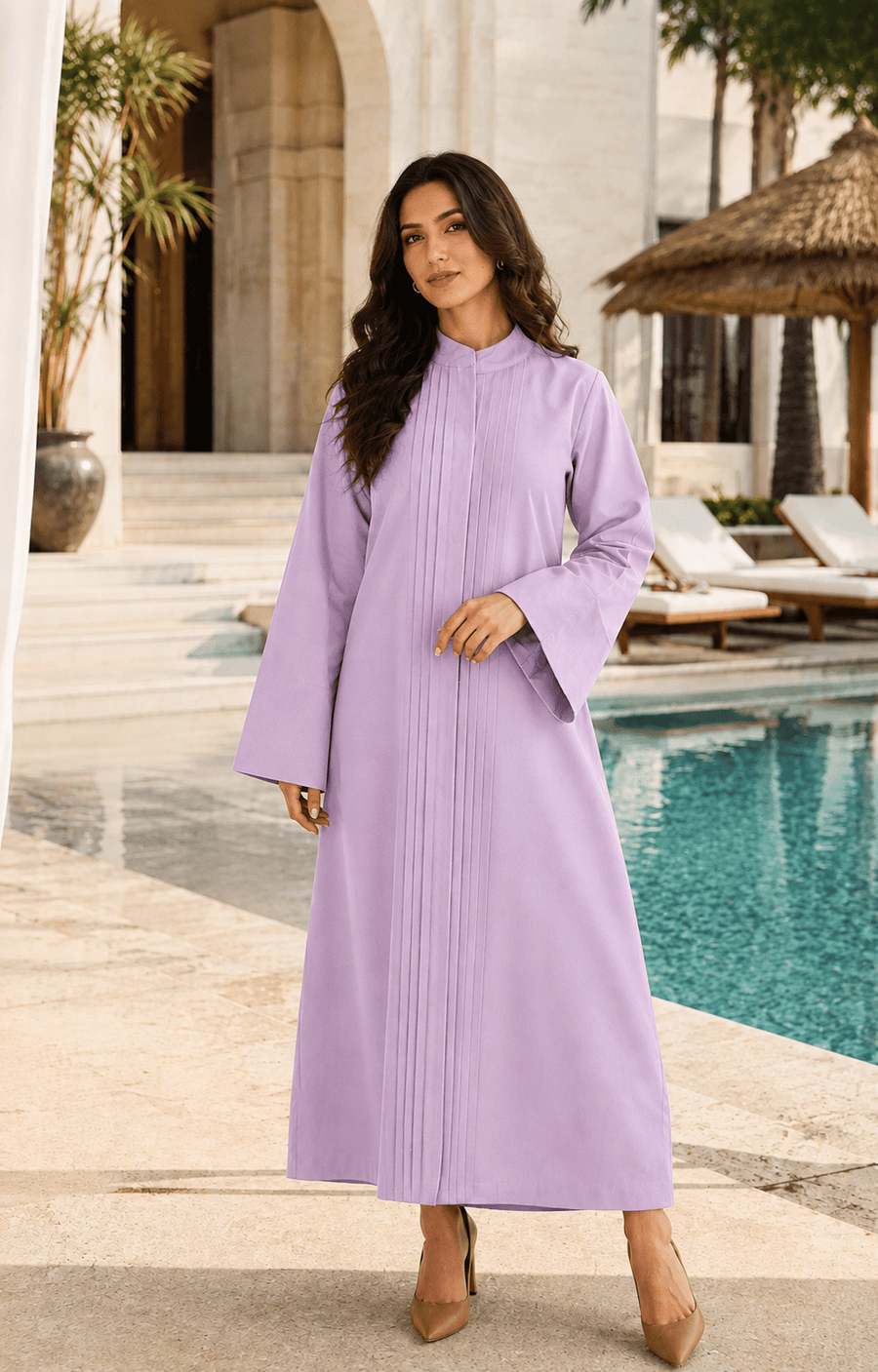 Pleated Long Kurta - Lavender Mist