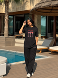 Pasta Party Oversized Black T-shirt