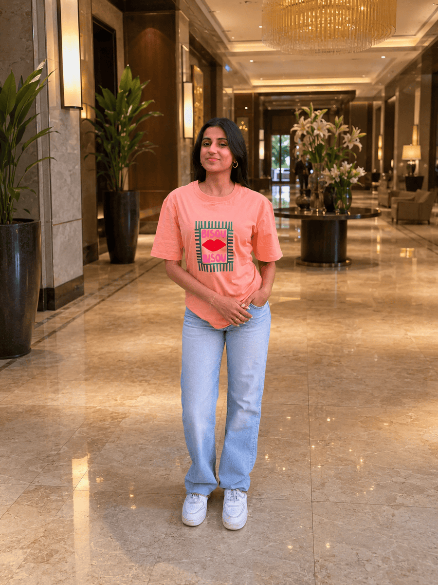 Bisou Oversized T-shirt - Peach