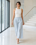 Cotton Linen Flared Pants - Grey