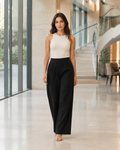 Cotton Linen Flared Pants - Kohl Black