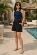 High Waist Linen Shorts - Black