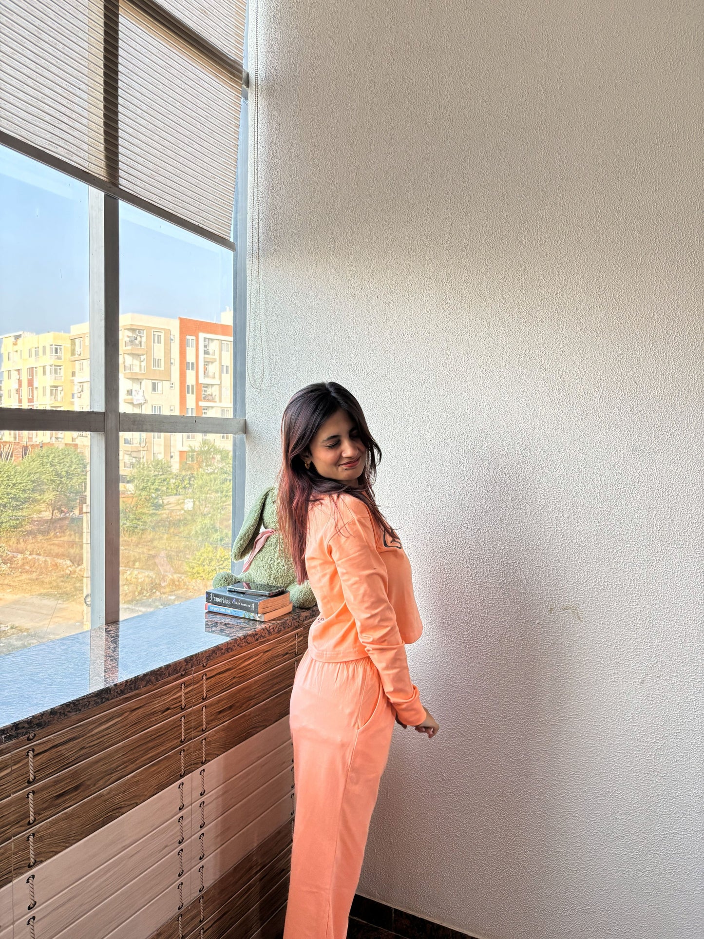 Good Vibes Full Sleeves T-shirt - Peach