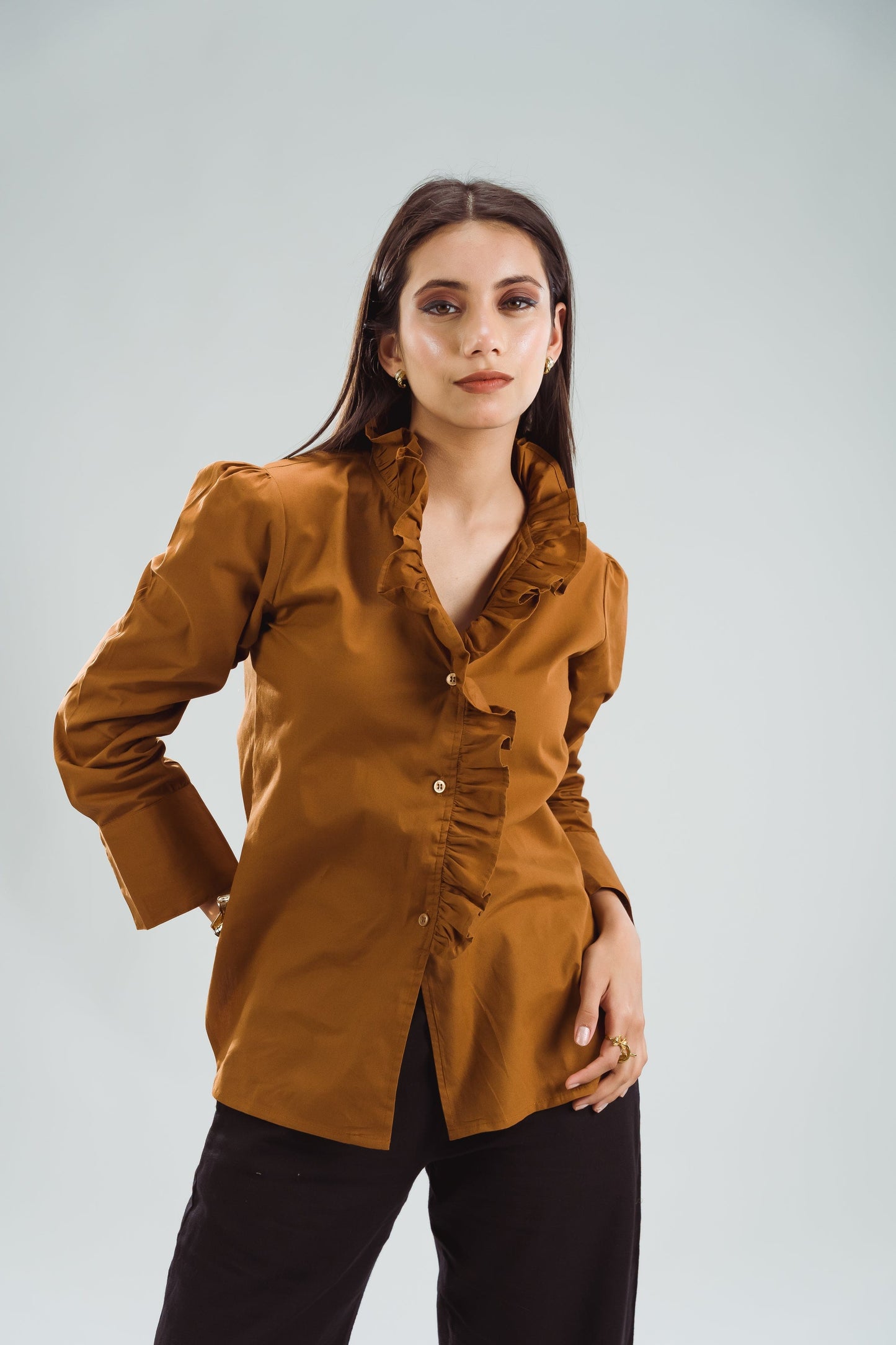 Ruffled Blouse - Camel