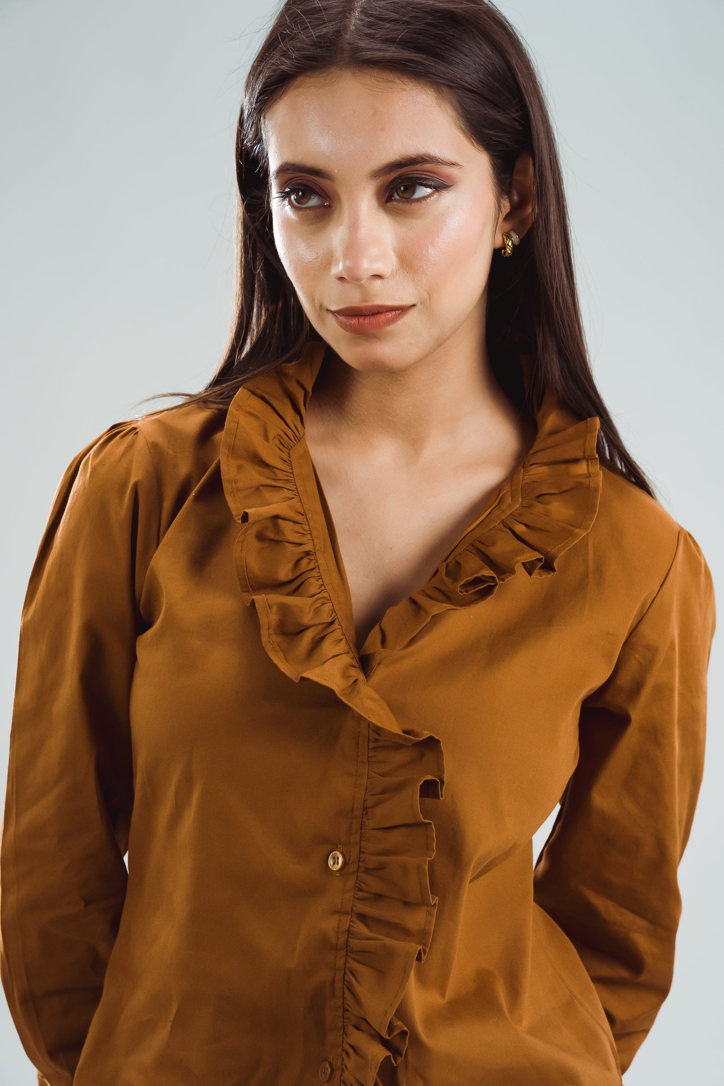 Ruffled Blouse - Camel