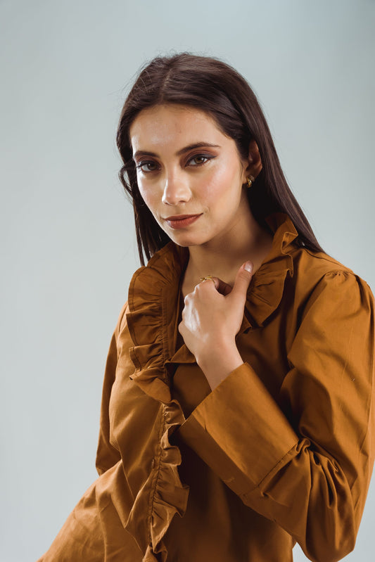 Ruffled Blouse - Camel