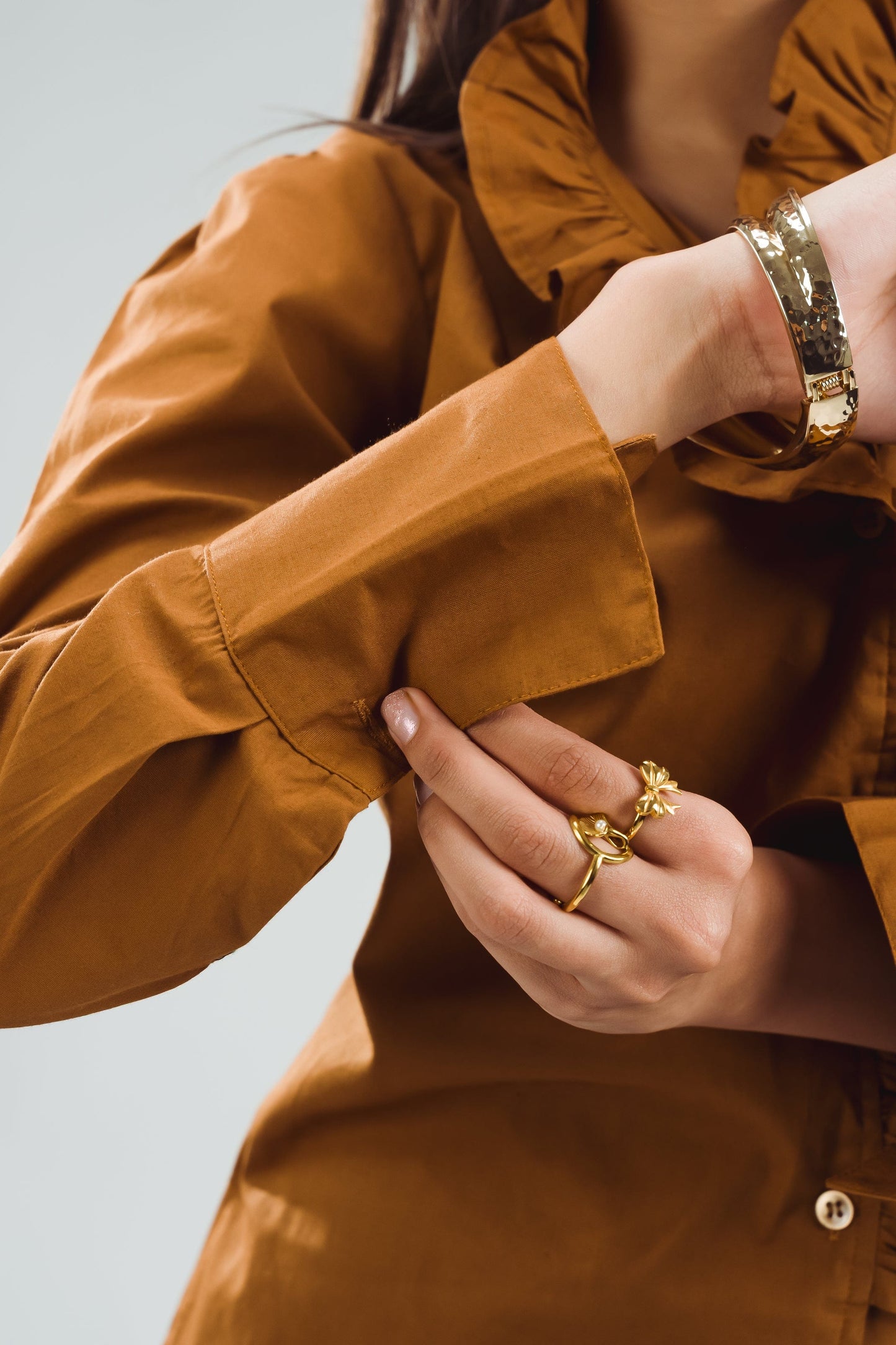 Ruffled Blouse - Camel