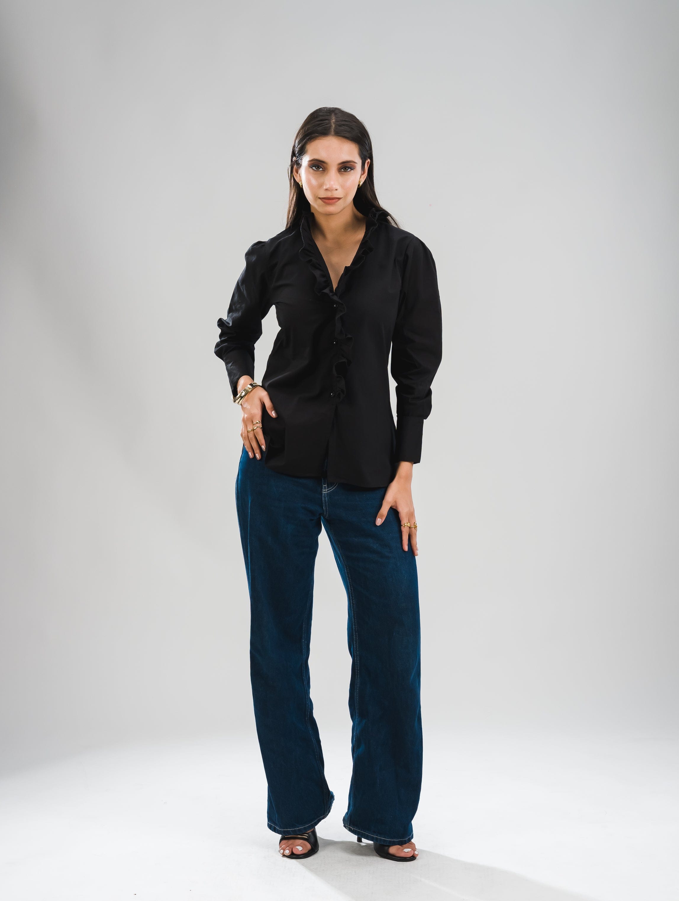 Ruffled Blouse - Obsidian