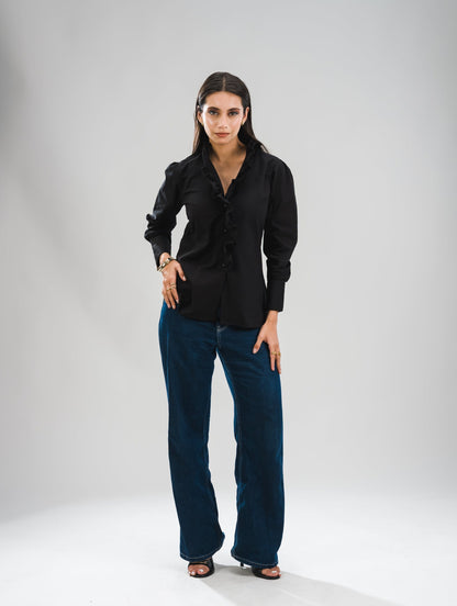 Ruffled Blouse - Obsidian