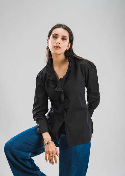 Ruffled Blouse - Obsidian