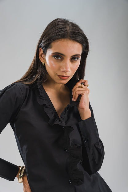 Ruffled Blouse - Obsidian