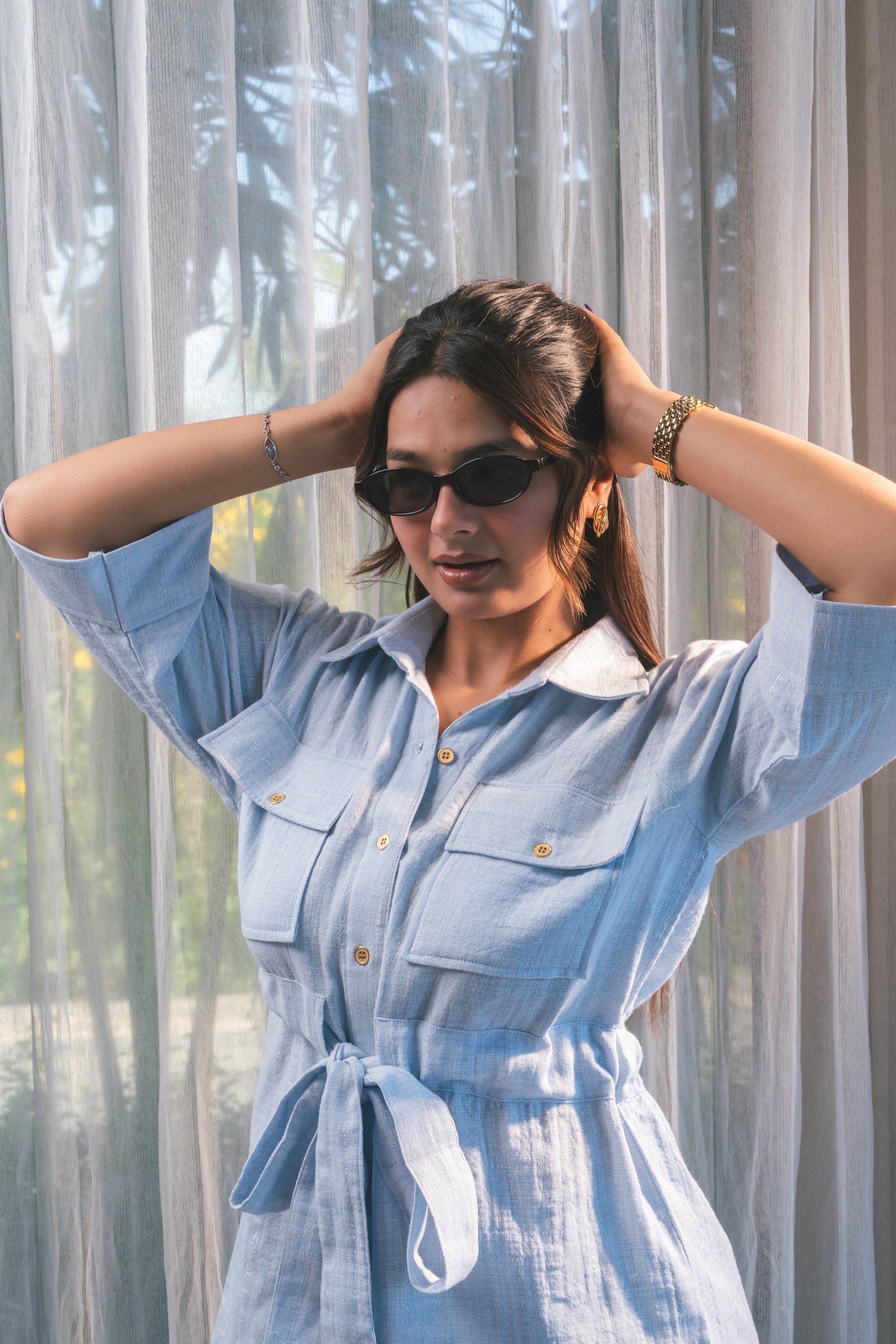 Sofia Knotted Co-ord Set - Powder Blue