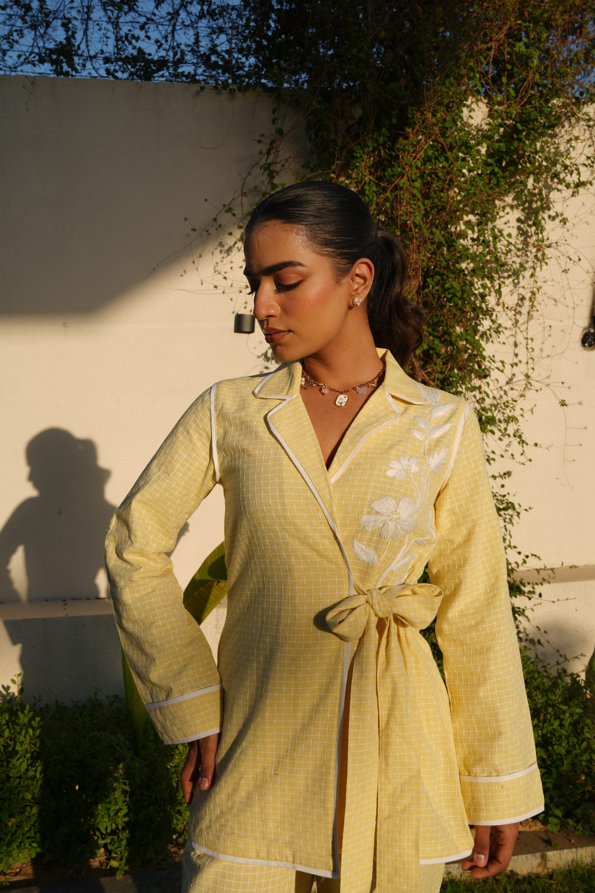 Rhea Embroidered Set - Butter Yellow