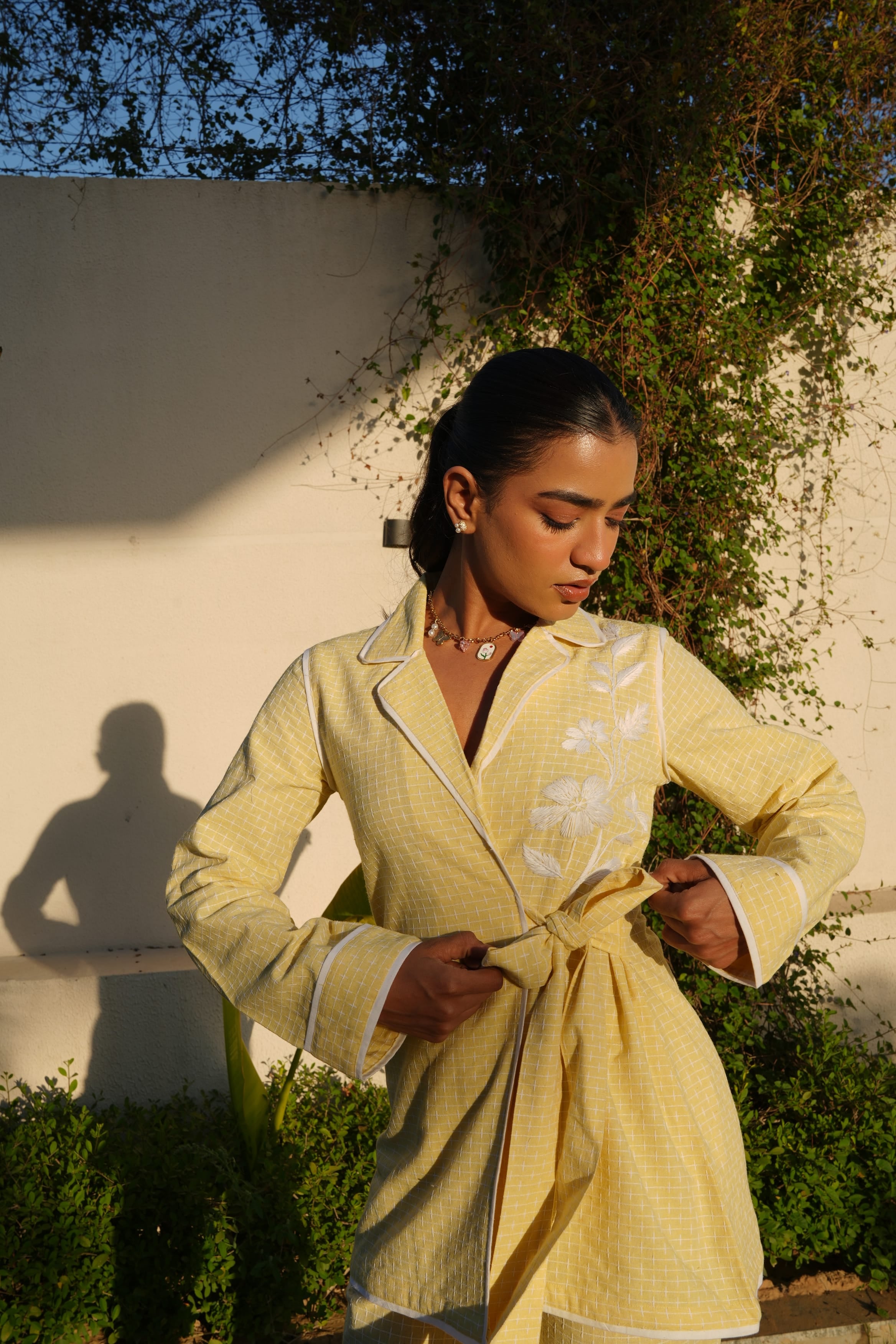 Rhea Embroidered Set - Butter Yellow