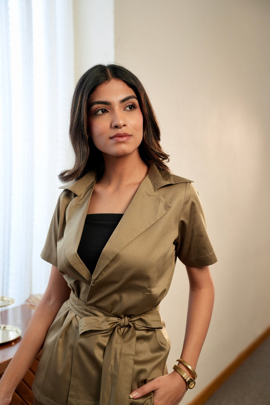 Crossover Kimono Waistcoat Set - Desert Brown
