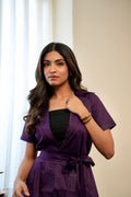 Crossover Kimono Waistcoat Set - Royal Purple