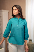 Short Linen Kurta - Teal