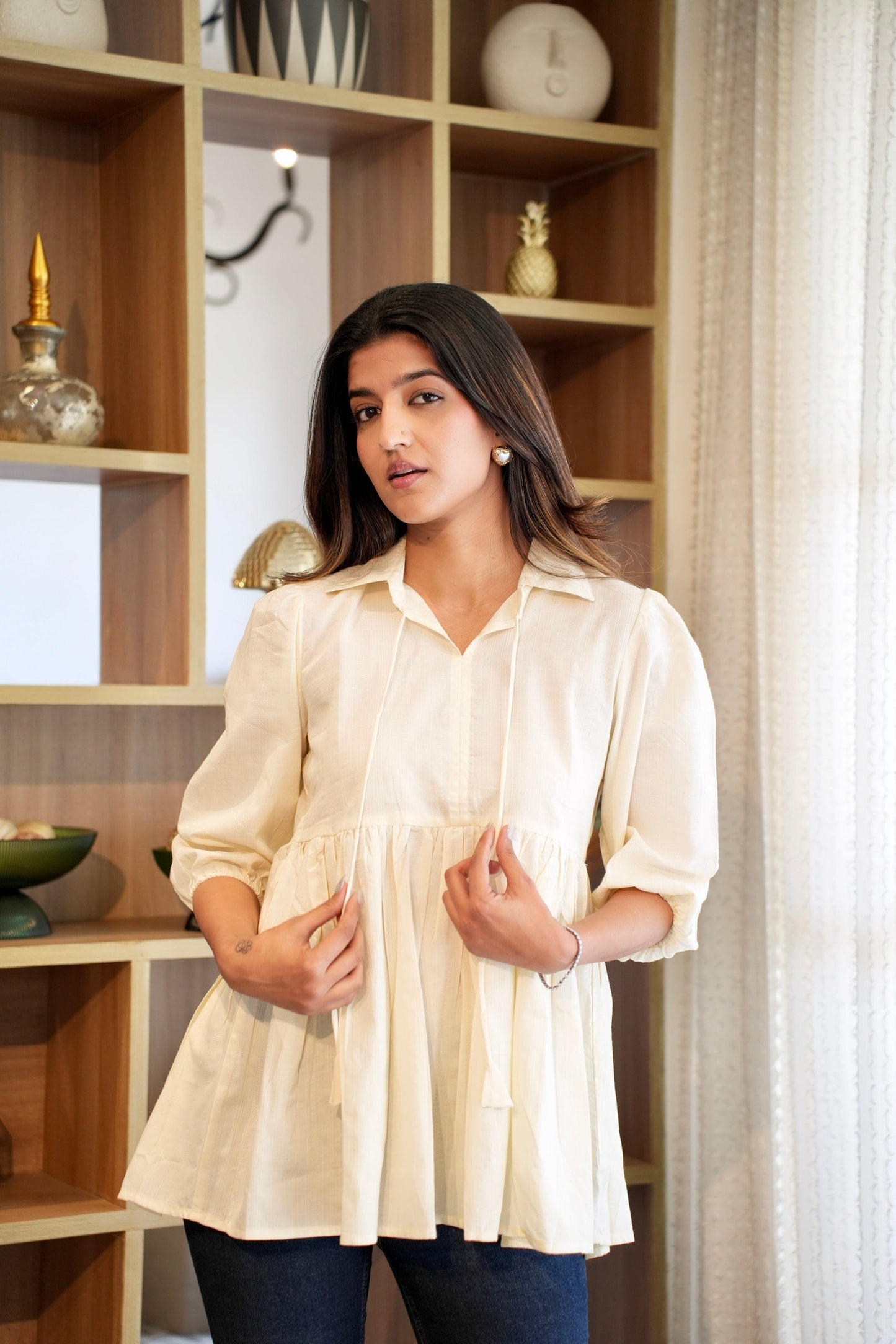 Peplum Tunic Top - Pastel Yellow