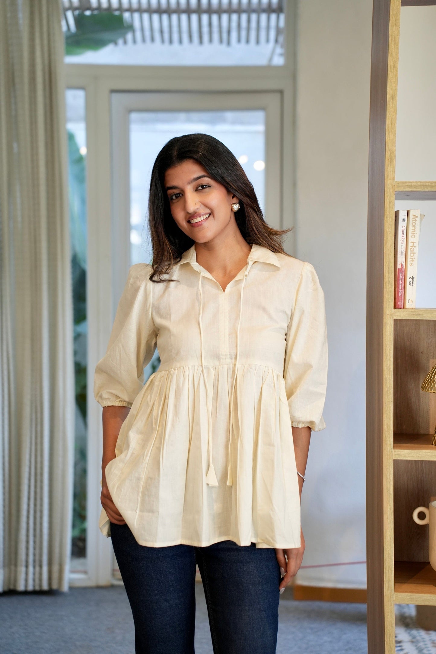 Peplum Tunic Top - Pastel Yellow