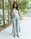 Cotton Linen Flared Pants - Grey