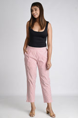 Pink Striped Cotton Pants