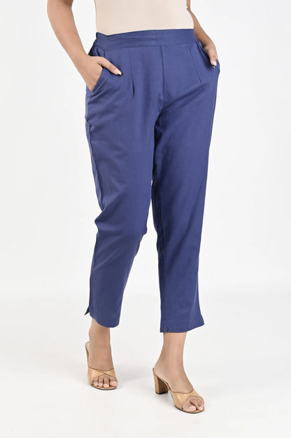 Royal Blue Cotton - Linen Pants