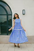 Classic A-Line Gingham Dress - Indigo