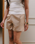 High Waist Linen Shorts - Beige