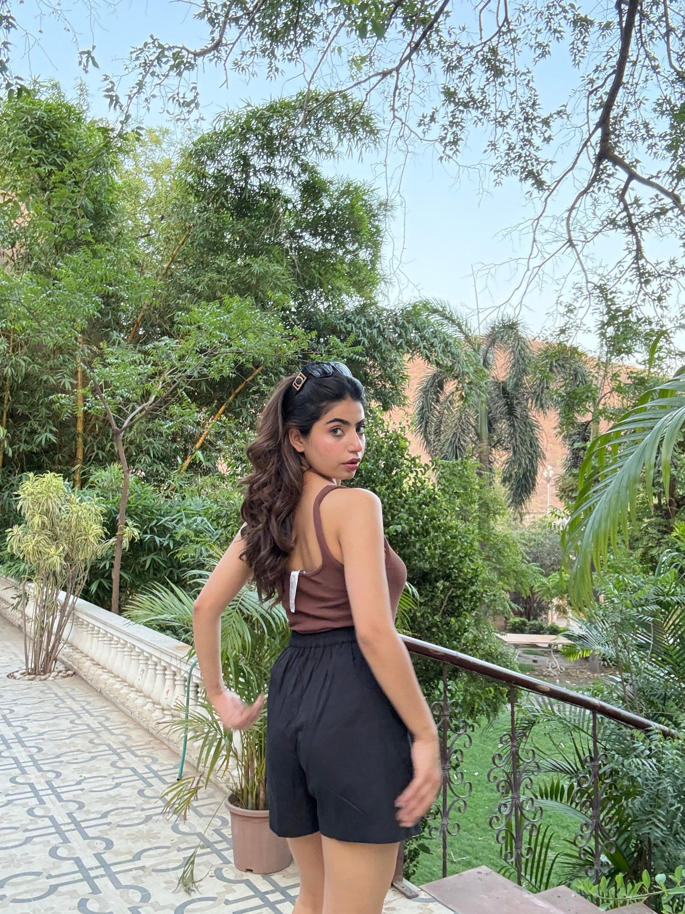 Black Cotton - Satin Skorts