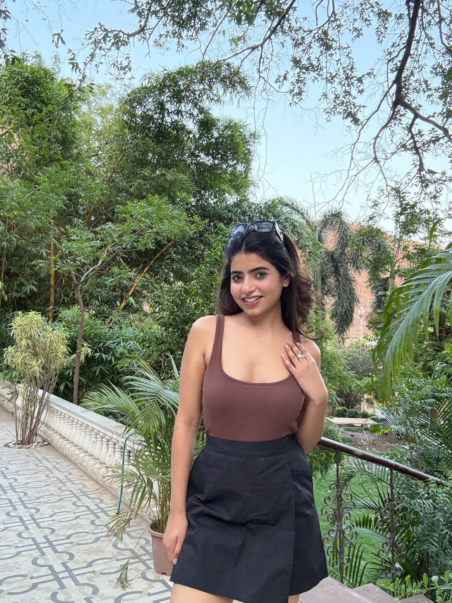 Black Cotton - Satin Skorts