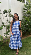 Classic A-Line Gingham Dress - Indigo