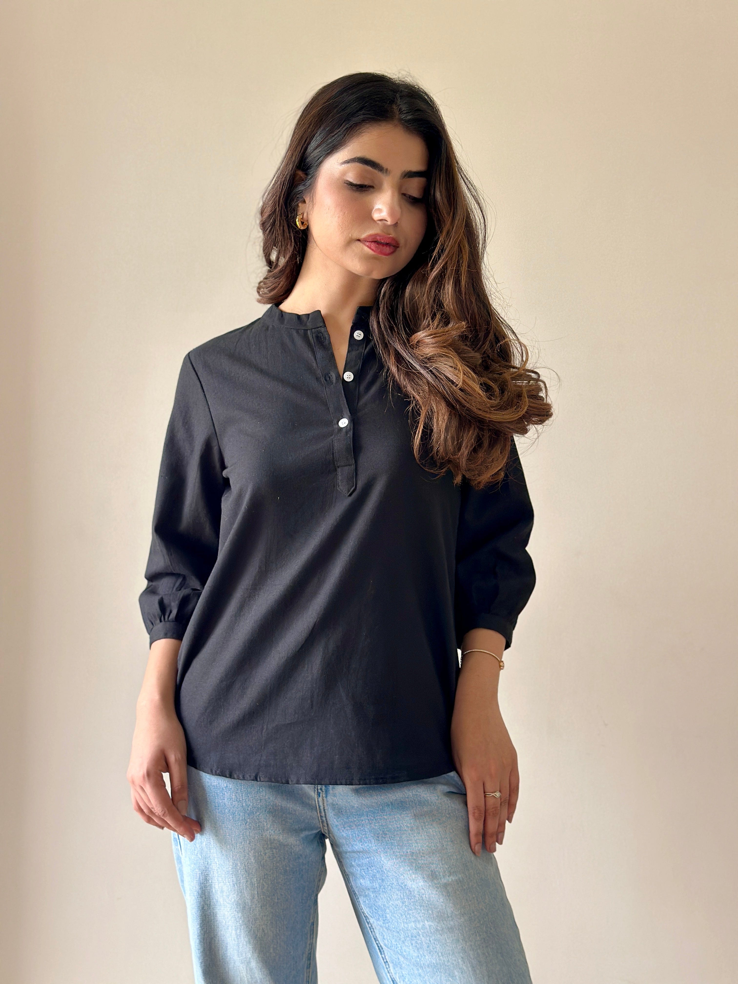 Short Kurta - Black