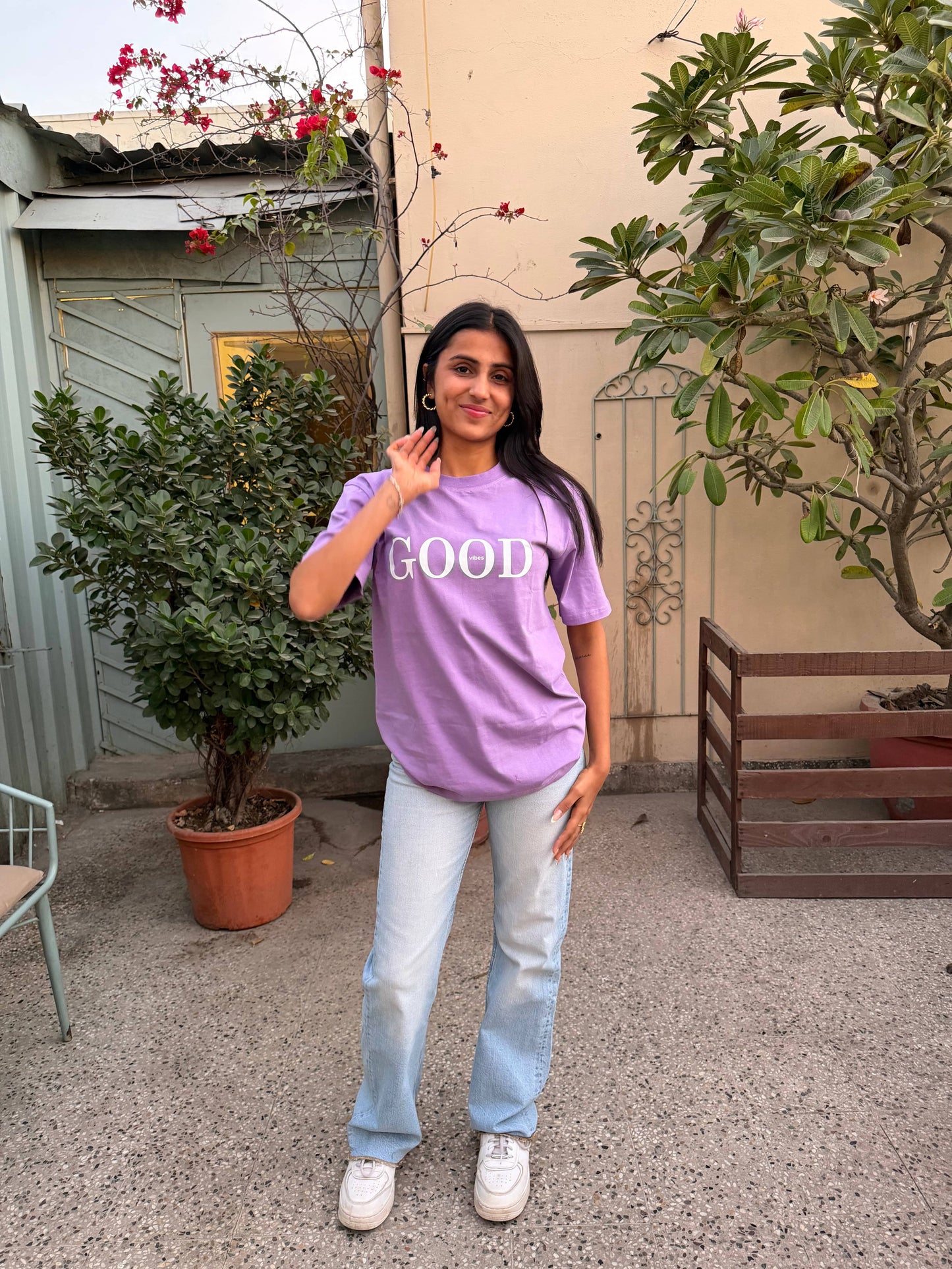 Good Vibes Oversized T-shirt - Lilac