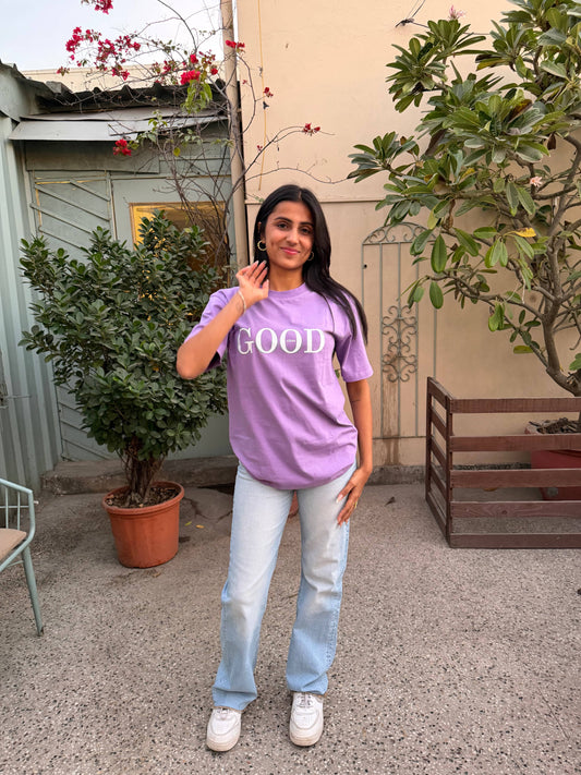 Good Vibes Oversized T-shirt - Lilac