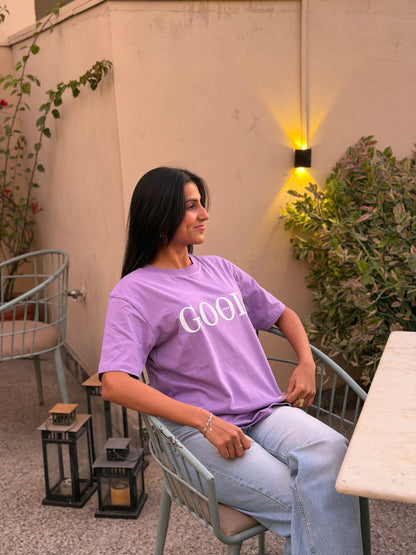 Good Vibes Oversized T-shirt - Lilac