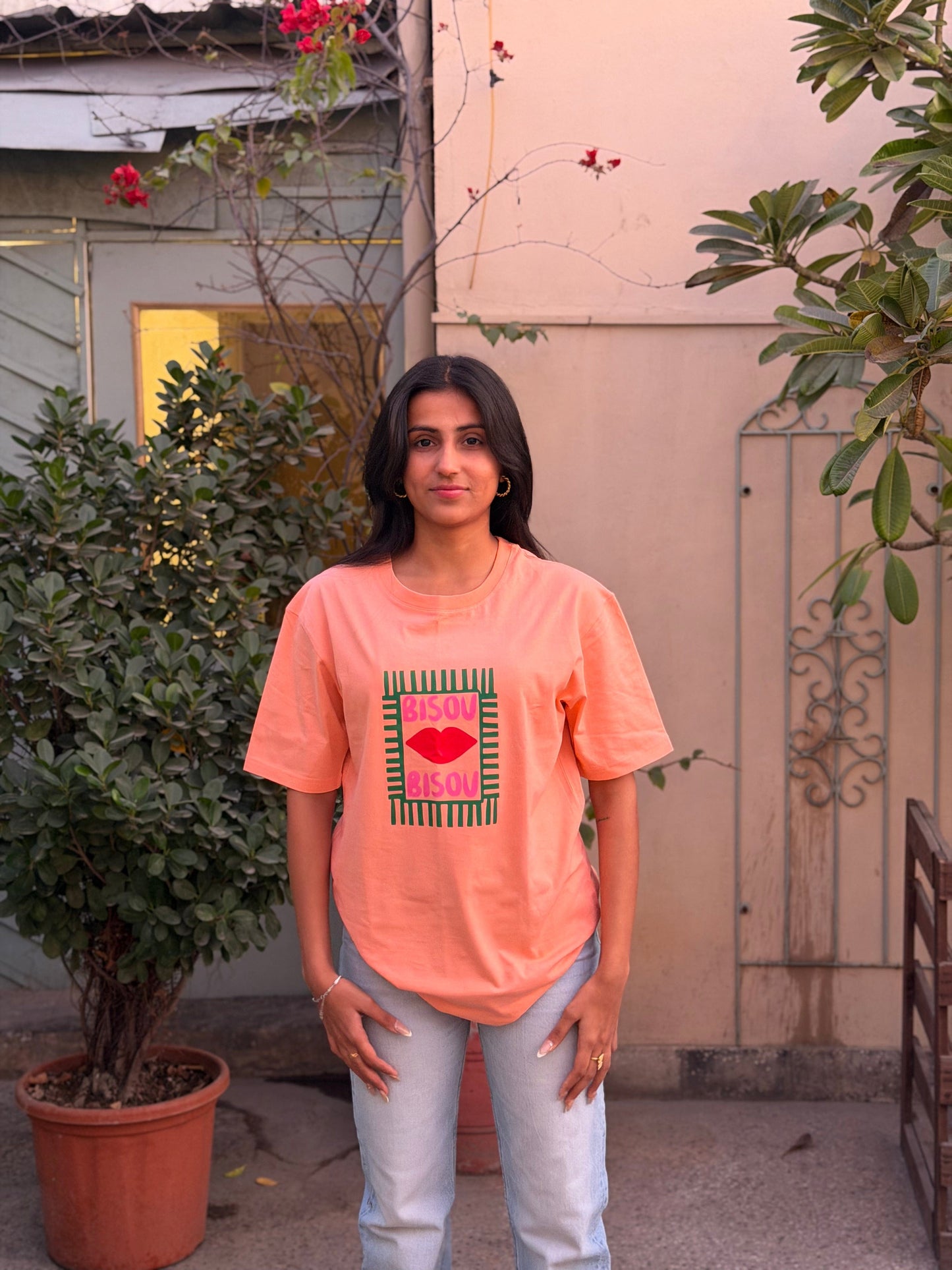 Bisou Oversized T-shirt - Peach