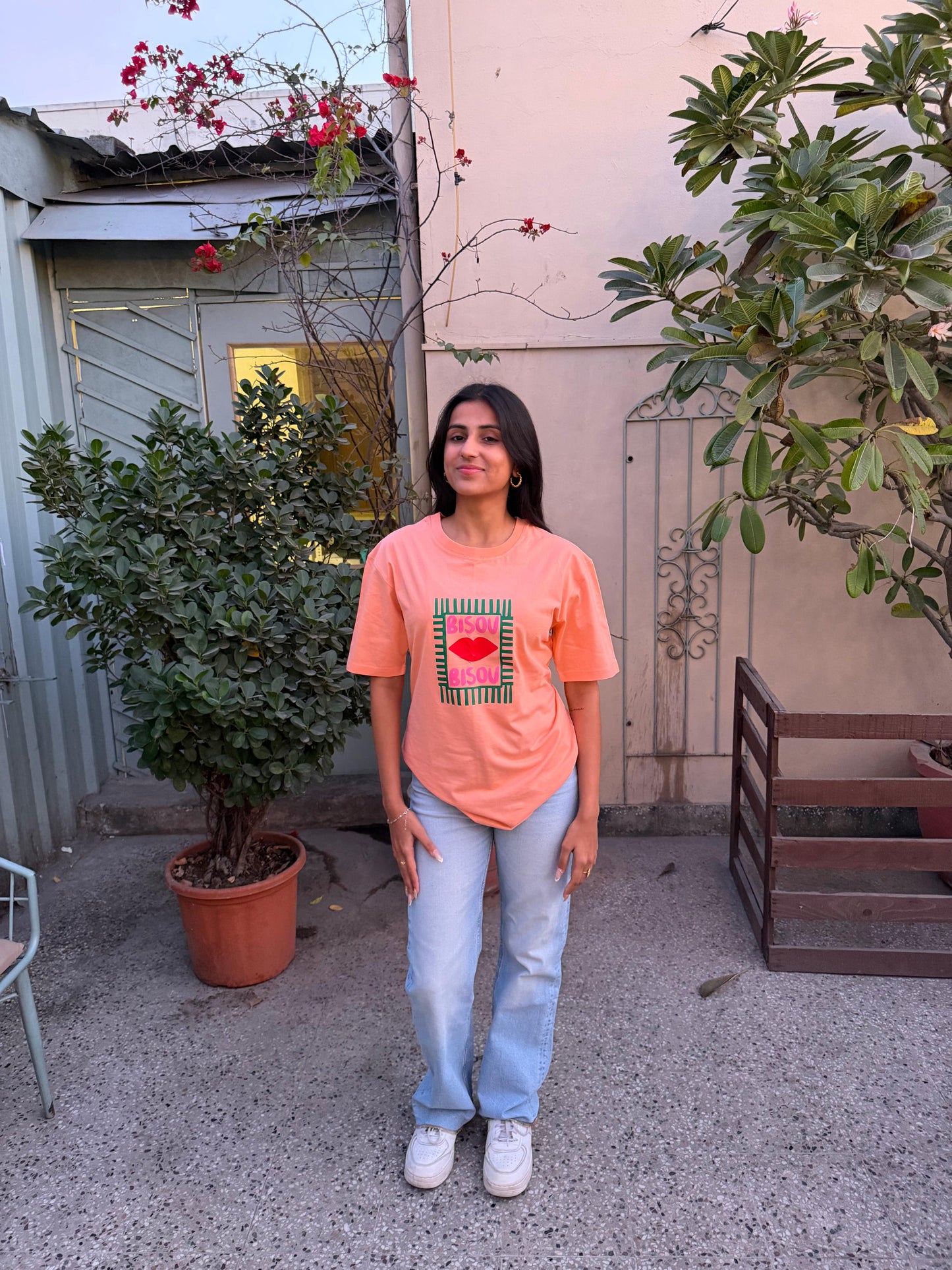 Bisou Oversized T-shirt - Peach