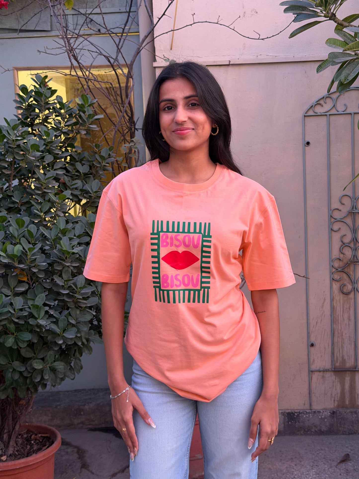 Bisou Oversized T-shirt - Peach