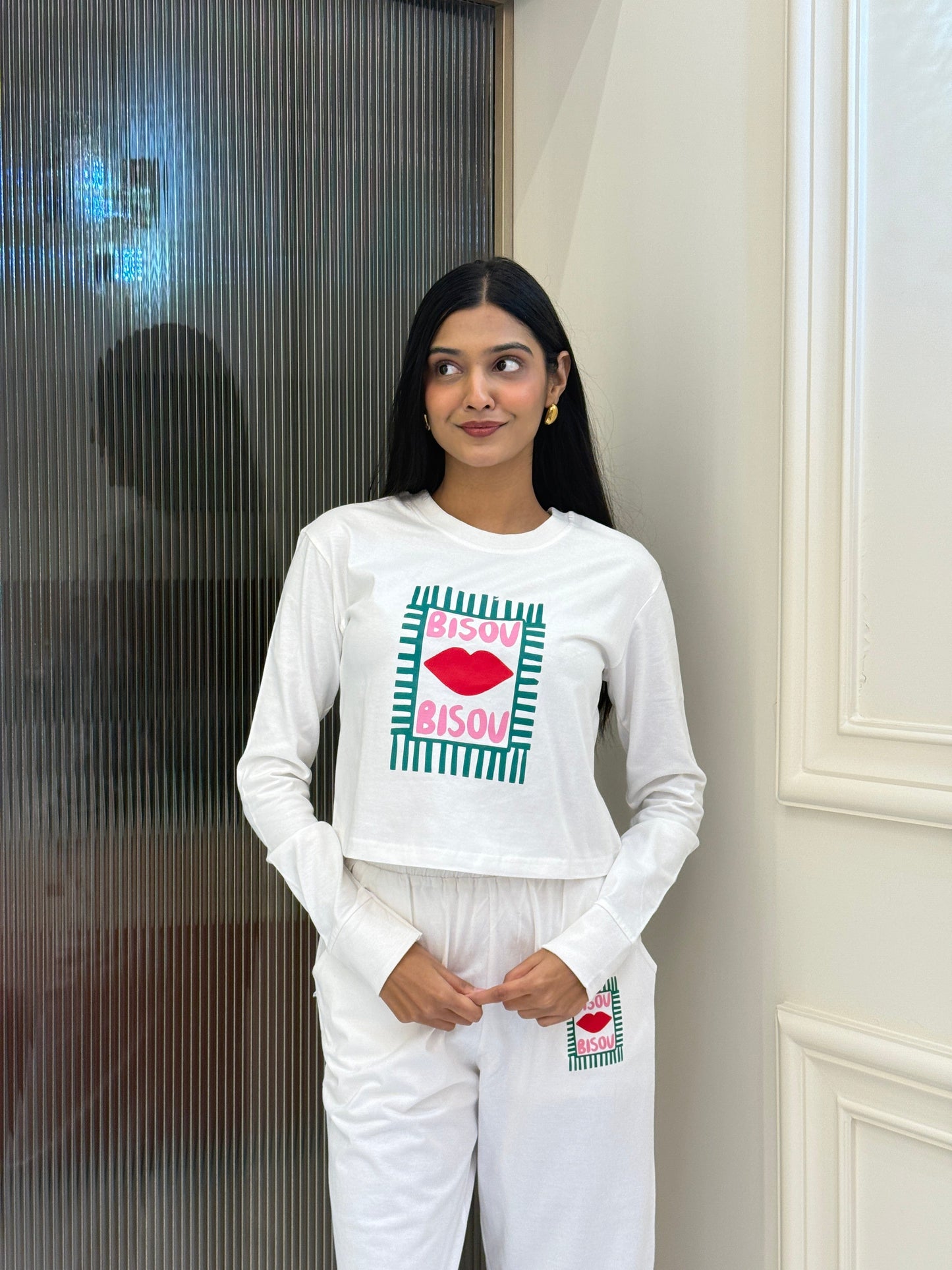 Bisou Full sleeves T-shirt - White