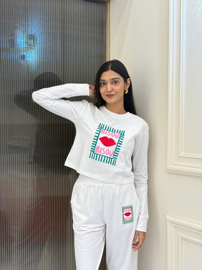 Bisou Full sleeves T-shirt - White